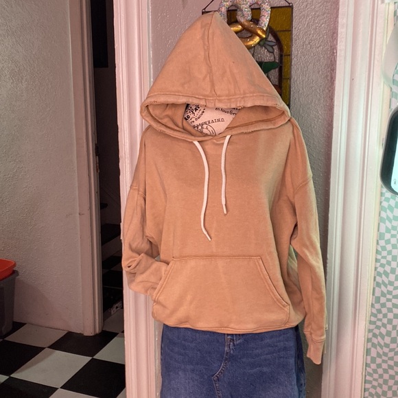 Soft caramel Aerie distressed hoodie EUC Size XS - Picture 2 of 7